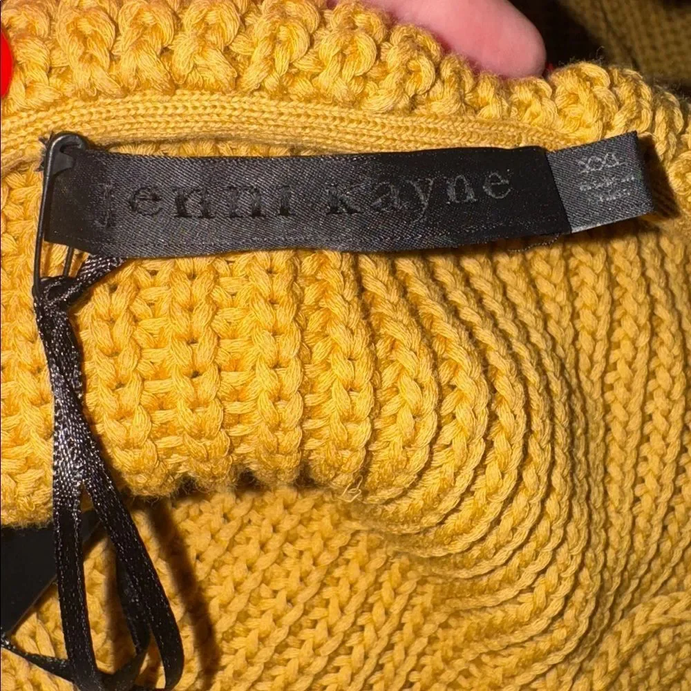 NWT JENNI KAYNE Cotton Cabin Sweater Mustard Yellow Women's Size XXL